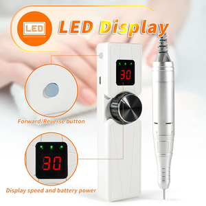 Rechargeable Electric Nail Drill Machine,Beth Lee Portable Professional 30000RPM Nail File Drill for Acrylic Gel Grinder Tools with LED Display,Slim Cordless Nail Drill Bits