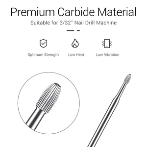 Melodysusie Cuticle Clean Nail Drill Bit 3/32'', Professional Safety Carbide Nail Bit under Nail Cleaner for Cuticle Dead Skin Nail Prepare, Two Way Rotate, Manicure Nail Salon Supply (Medium)
