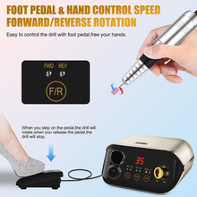 Load image into Gallery viewer, Professional Nail Drill Machine 35000 Rpm with Foot Pedal and Forward/Reverse Rotation,Juemel Electric Nail File for Gel Nails,Acrylic,Manicure Pedicure Polishing Shape Tool Kit 125Pcs,Nail Drill Bits
