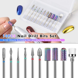 INFELING Nail Drill Bits Set - Nail Bits for Nail Drill, Efile Nail Drill Bits for Acrylic Nails 10Pcs 3/32 Inch Nail Bits for Remove Acrylic Gel Nails Cuticle Manicure Pedicure Tools
