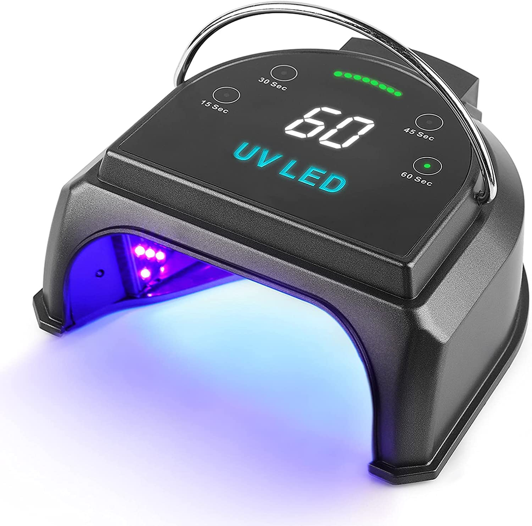 80W Professional Cordless UV LED Nail Lamp Gelpal Portable LED Gel Nail Curing Dryer, Wireless Nail Polish Machine Light with 45 Beads and 140000Mah Rechargeable Battery for Salon or Home, Black