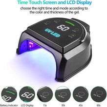 Load image into Gallery viewer, 80W Professional Cordless UV LED Nail Lamp Gelpal Portable LED Gel Nail Curing Dryer, Wireless Nail Polish Machine Light with 45 Beads and 140000Mah Rechargeable Battery for Salon or Home, Black
