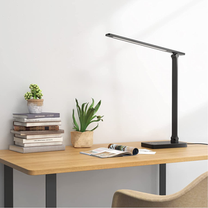 Lepro LED Desk Lamp with USB Charging Port Dimmable Home Office Lamp Touch Control Bright Reading Table Lamp, 3 Color Modes with 5 Brightness Level, Eye Caring Natural Light Modern Task Lamp (Black)