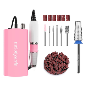 Melodysusie Professional Nail Drill - 30000 Rpm Rechargeable Portable Nail Drills with 6 Bits and 106 Sanding Bands, Cordless Electric Nail File Machine for Acrylic Gel Nails Shape Carve Polish