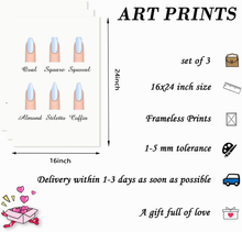 Load image into Gallery viewer, Nail Salon Art Wall Decor Nail Quotes Canvas Nail Salon Poster Price Nail Shapes Posters Prints Makeup Gifts Nail Type Guide Picture Beauty Salon Nails Art Girl Home Decoration 16X24Inchx3Pcs No Frame
