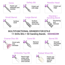 Load image into Gallery viewer, AIRSEE Portable Electric Nail Drill Professional Efile Nail Drill Kit for Acrylic, Gel Nails, Manicure Pedicure Polishing Shape Tools with 11Pcs Nail Drill Bits and 56 Sanding Bands
