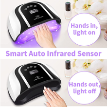 Load image into Gallery viewer, 160W UV LED Gel Nail Lamp,Large UV Nail Light for Professional Salon Home Two Hand Use,Gel Polish Curing Lamp Nail Dryer with 54 PCS Light Bead (Black)
