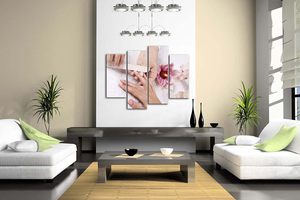 Pink Flowers Cabblestones Someone Is Nail-Painting Wall Art Painting Pictures Print on Canvas Art the Picture for Home Modern Decoration