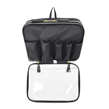 Load image into Gallery viewer, Modella Dual Zipper Ultimate Weekender with Hanging Option and Clear PVC Shell/Classic Black Multi-Compartment Top Handle Bag with Signature Gold Hardware
