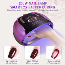 Load image into Gallery viewer, UV LED Nail Light, 256W High Power Nail Gel Light, 4 Timer Settings and Professional Manicure Nail Lamp with Automatic Sensor(Comes with 9 Free Gifts)
