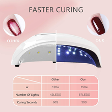 Load image into Gallery viewer, UV LED Nail Lamp, FINGART Nail Dryer 150W with 57 LED UV Beads, UV Nail Lamp with 4 Timers Settings for Two Hands, Automatic Sensor for Portable Handle Gel Nail UV Light (Rose Gold)
