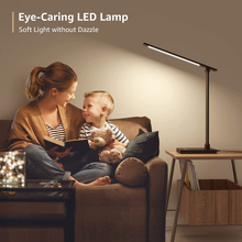 Load image into Gallery viewer, Lepro LED Desk Lamp with USB Charging Port Dimmable Home Office Lamp Touch Control Bright Reading Table Lamp, 3 Color Modes with 5 Brightness Level, Eye Caring Natural Light Modern Task Lamp (Black)
