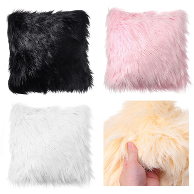 SINGES Fluffy Throw Pillow Covers 16 Inch Faux Fur Cushion Cover Square Decorative Shag Pillow Case for Sofa Bed Car Couch Office Home Decor