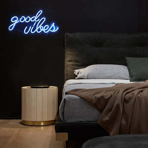 Good Vibes Neon Signs for Bedroom Wall Decor Powered by USB Neon Light, Ice Blue Color,16.1"X8.3"X0.6"