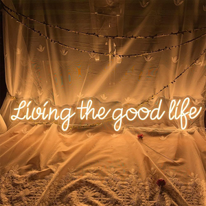 Neon Sign Living the Good Life-Custom Personalized Home Wall Decor LED Neon Light Signs Large Indoor Happy Birthday Wedding Christmas Living Room Business Gift Adult Girl Boy Women-Warm White,20 IN