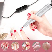 Load image into Gallery viewer, YOKE FELLOW Rechargeable 35000RPM Nail Drill, Portable Nail Drill Machine Electric Nail E File Manicure Drill Set High Speed Nail Tools for Nail Salon, Silver
