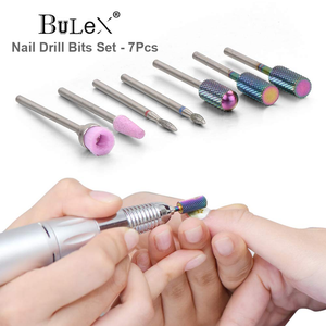 Bulex 7Pcs Nail Drill Bits for Acrylic Nails - 3/32 Electric Nail Drill Bit Set - Professional Nails Supply Carbide Nail Drill Bit for Gel Nails Cuticles