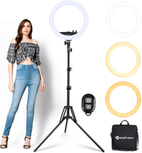 Load image into Gallery viewer, Ring Light with Tripod Stand, Yesker 14 Inch LED Ringlight Kit with Phone Holder Adjustable Color Temperature Circle Lighting, Led Photo Beauty Ring Lights for Camera for Vlog, Makeup, Video Shooting
