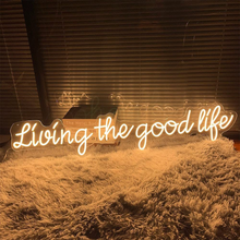 Load image into Gallery viewer, Neon Sign Living the Good Life-Custom Personalized Home Wall Decor LED Neon Light Signs Large Indoor Happy Birthday Wedding Christmas Living Room Business Gift Adult Girl Boy Women-Warm White,20 IN
