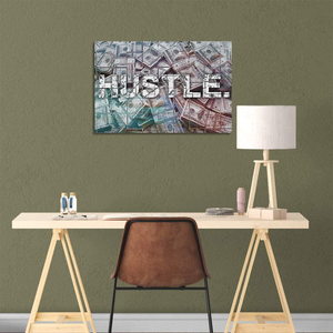 Motivational Hustle Wall Art Inspirational Entrepreneur Quotes Office Decor Canvas Painting Inspiring Poster Pictures Prints Framed Artwork Office Living Room Decorations Wall Decor - 12"Hx18"W