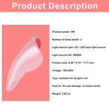 Load image into Gallery viewer, Makartt Rechargeable UV Nail Lamp Cordless 5W Nail Dryer Gel Lamp UV Light for Gel Nails Poly Nail Portable Lightweight Gel Lamp Nail Art Equipment White Pink C-12
