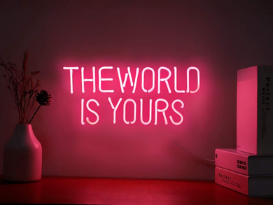 Neon Signs the World Is Yours Pink Neon Light Sign Hanging Neon Sign Real Neon Lights Neon Wall Sign Neon Words for Wall Bedroom Room Decor Party Decor