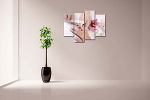 Pink Flowers Cabblestones Someone Is Nail-Painting Wall Art Painting Pictures Print on Canvas Art the Picture for Home Modern Decoration