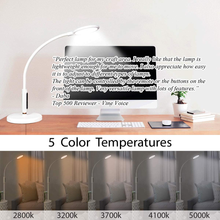 Load image into Gallery viewer, Syrinx 3 in 1 LED Floor Lamp, Desk Lamp, Clamp-On Lamp with Remote Control, 5 Brightness Levels &amp; 5 Colors Temperatures, Dimmable, Adjustable Gooseneck Pole Lamp for Living Room Office Bedroom - White
