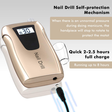 Load image into Gallery viewer, Cordless Nail Drill - Portable Efile Nail Drill, Btartbox 30000RPM Nail Drill Machine Rechargeable Electric Professional Nail Drill for Acrylic Nails, Gift for Women Home and Salon Use, Gold

