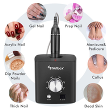 Load image into Gallery viewer, Nail Drill for Acrylic Nails - Professional Nail Drill Machine Btartbox 30000 RPM Electric Efile Nail Drill for Gel Nails Remove Poly Nail Gel Gift for Women Home and Salon Use, Black
