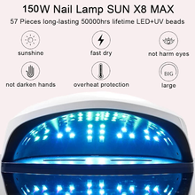 Load image into Gallery viewer, UV LED Nail Lamp 150W Dryer Light for Two Hands Nail Gel Polish Fast Curing for Salon Home with 57Pcs Beads, 4 Timer Presets and Portable Handle

