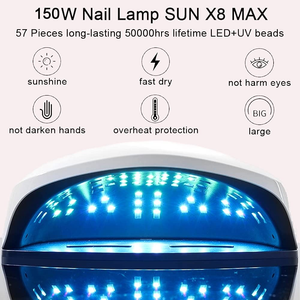 UV LED Nail Lamp 150W Dryer Light for Two Hands Nail Gel Polish Fast Curing for Salon Home with 57Pcs Beads, 4 Timer Presets and Portable Handle