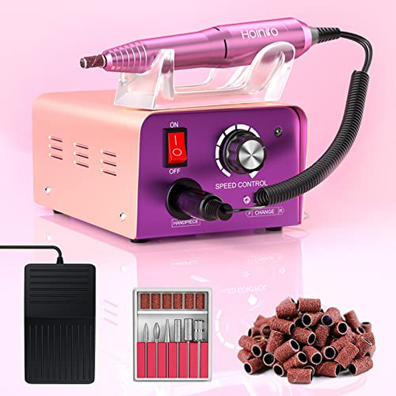 Hoinvo Professional Electric Nail Drill Machine for Acrylic Nails, Gel Nails, 25000RPM Electric Nail File for Nail Salon Supplies, Efile Nail Grinder Drill for Beginners&Professionals Use