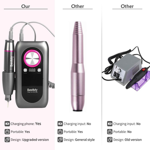 Bestidy Nail Drill Machine,30000Rpm Professional Rechargeable Nail Drill Kit with Phone Power Bank Portable Electric Acrylic Nail Tools for Exfoliating,Grinding,Polishing (Gray)