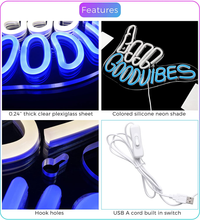 Load image into Gallery viewer, Good Vibes Neon Sign Light for Wall Décor Good Vibes Only Hand Neon Signs Bedroom Game Room Light up LED Wall Sign Cool Things for Teen Room Sign Gamer Gift Party Holiday (2 - Good Vibes - Blue)
