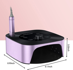 Melodysusie Professional 2 in 1 Nail Drill with Nail Lamp, 60W Nail Dryer with 4 Timer Setting Sensor for Acrylic Gel Poly Nails Curing and Removing, Salon Home Use, Purple