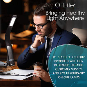 Ottlite Recharge LED Desk Lamp, Clearsun® Tech [51% Less Eyestrain], Flexible Gooseneck, Multi Brightness Settings, USB Port, 40,000 Hours Lifespan - for Home, Office, and College Dorm