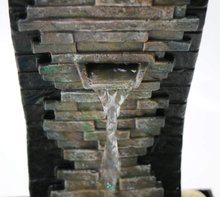 Load image into Gallery viewer, Nature&#39;S Mark 10&quot; H Slate Brick Wall Tabletop Water Fountain with Natural River Rocks and Color Changing LED Lights (Power Cord Attached)
