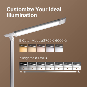 LED Desk Lamp, Soysout Eye-Caring Table Lamp with USB Charging Port, 5 Lighting Modes with 7 Brightness Levels, Touch Control, 12W (White Wood Grain)