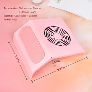 AORAEM Nail Dust Collector 40W,Powerful Nail Vacuum Professional Salon Manicure Machine Nail Art Equipment with 2 Dust Collection Bags for Salon Home Use (Pink)