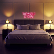Load image into Gallery viewer, Neon Signs the World Is Yours Pink Neon Light Sign Hanging Neon Sign Real Neon Lights Neon Wall Sign Neon Words for Wall Bedroom Room Decor Party Decor
