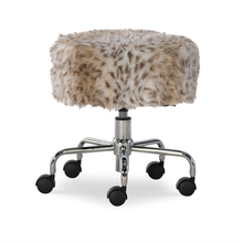 Load image into Gallery viewer, Linon Mallory Faux Fur Backless Rolling Stool in Brown

