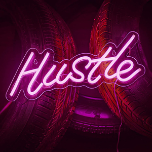 ROYOCE Hustle Neon Sign, Neon Lights for Bedroom Wall Decor, Pink, LED Neon Signs (16X7 Inch)
