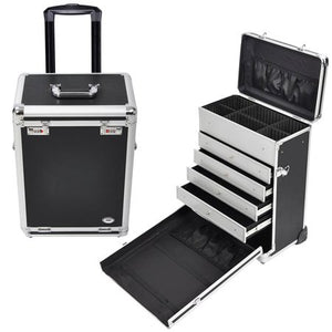 BLACK Rolling Makeup Case with Drawers