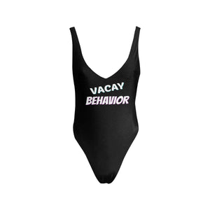 VACAY BLACK Sexy Low Back Black One-Piece Swimsuit up to 3XXX