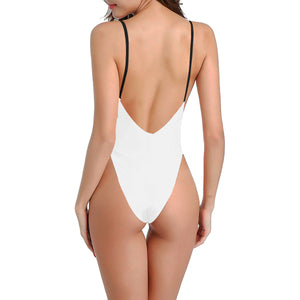 Novelty Sexy White Low Cut Back One-Piece Swimsuit Up to 3XXX
