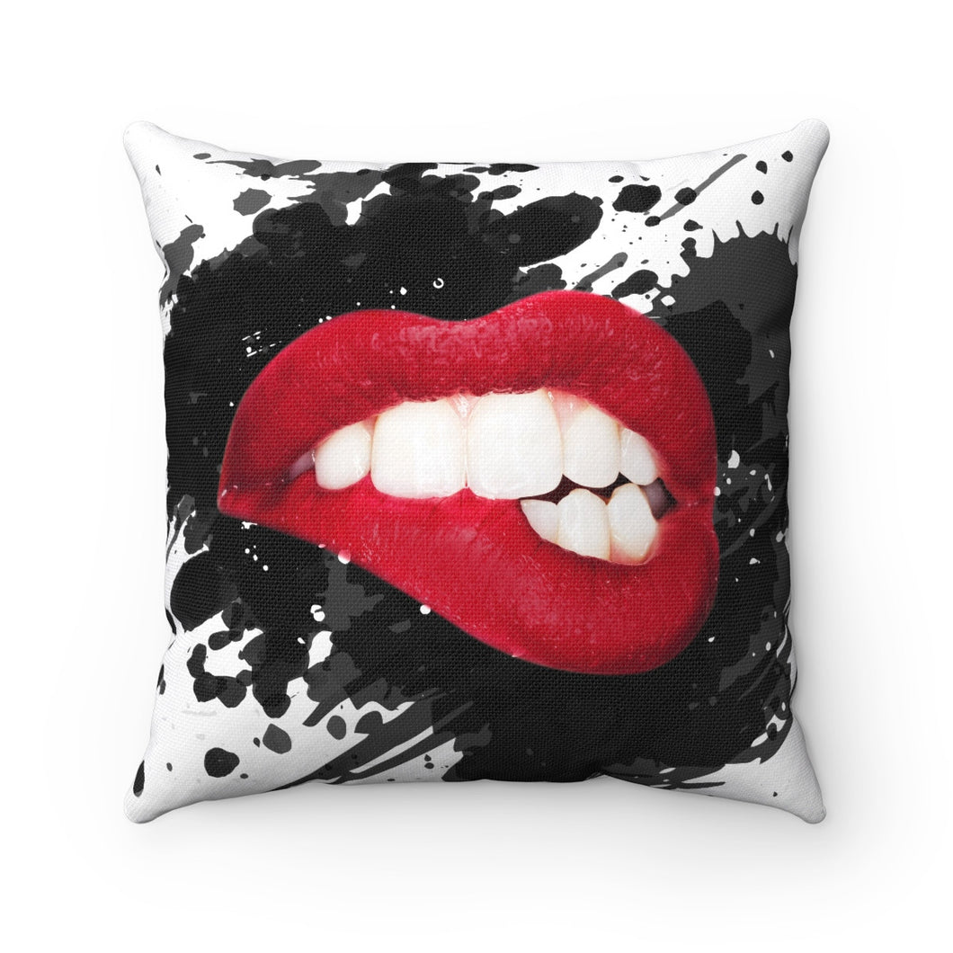 Makeup Lip Polyester Square Pillow