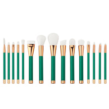 Load image into Gallery viewer, green makeup brush set professional metallic makeup brushes 

