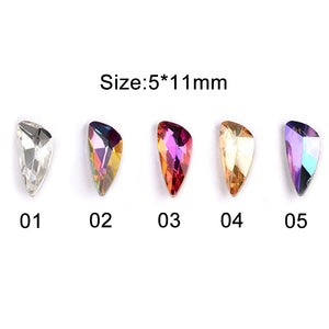 10Pcs Colorful Wing Pattern Crystal Rhinestones Holo Glass Stone Nail Charms for Nails Gems Manicure 3D Nail Art Decorations