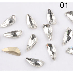 10Pcs Colorful Wing Pattern Crystal Rhinestones Holo Glass Stone Nail Charms for Nails Gems Manicure 3D Nail Art Decorations